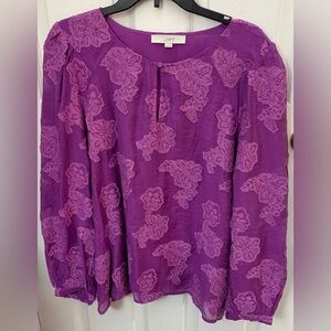 LOFT Violet Lace Pattern Blouse